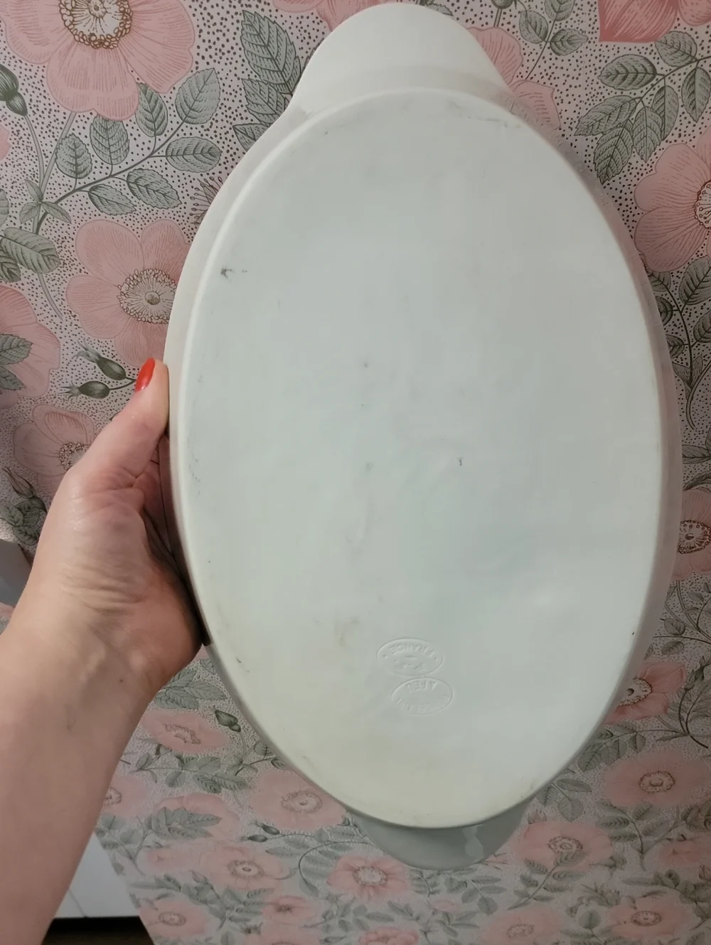 Vintage Porcelain A Feu France Casserole Bakeware Vegetable Pattern